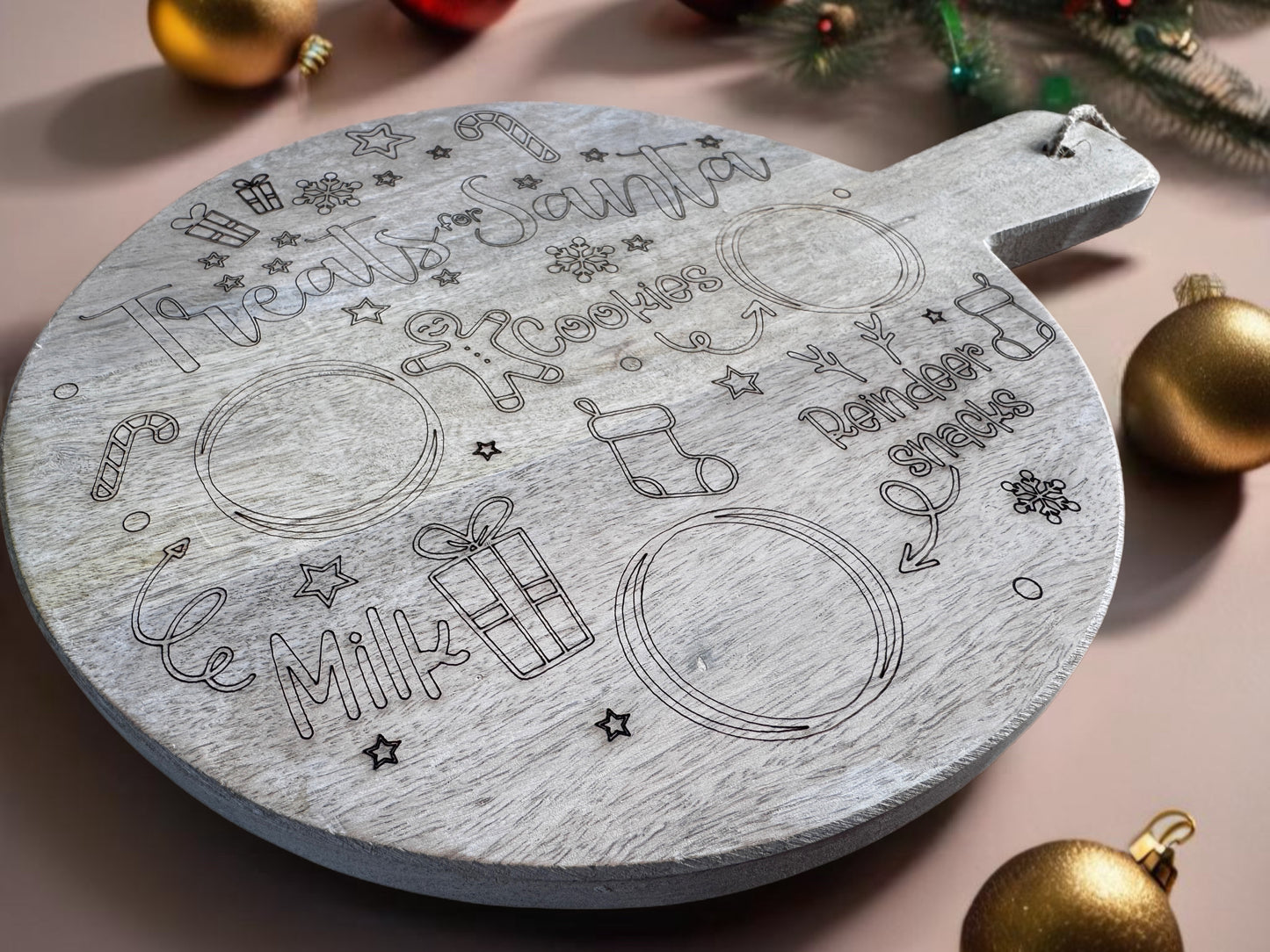 “Treats for Santa 🧑🎄” Wooden Charcuterie Board with Handle