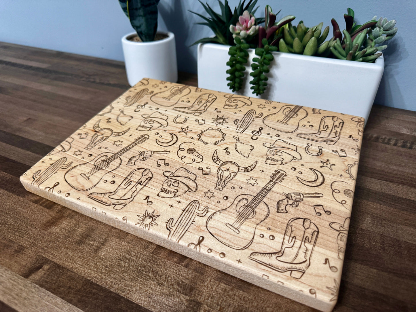 Westerned-Themed Maple Cutting Board - 12”x9”x.75”