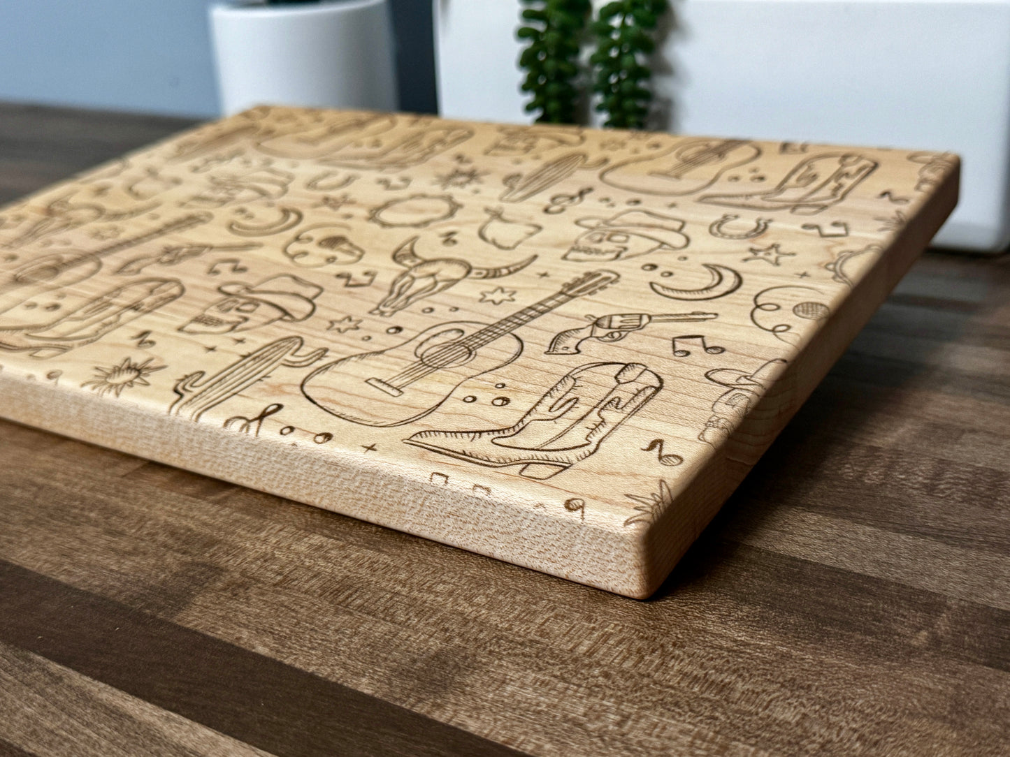 Westerned-Themed Maple Cutting Board - 12”x9”x.75”