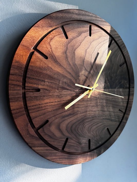 Minimalist Walnut Wall Clock - 15.5"